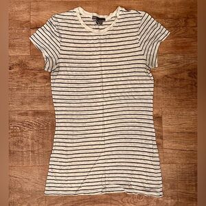 Vince Striped Linen & Cotton Blend Short Sleeve Tshirt XS